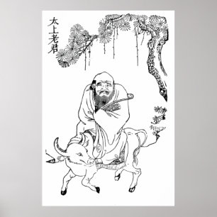 Lao Tzu Ming-Dynastie chinesische Malerei Poster