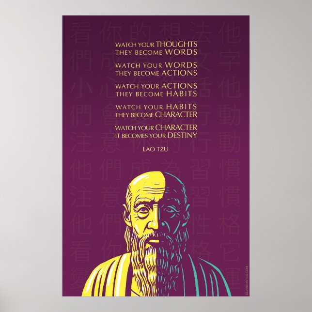 Lao Tzu zitieren: Sehen Sie Ihre Gedanken Poster (Vorne)