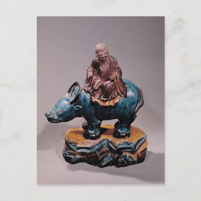 Lao-Tzu zu seinem Buffalo, Qing-Dynastie Postkarte (Vorderseite)