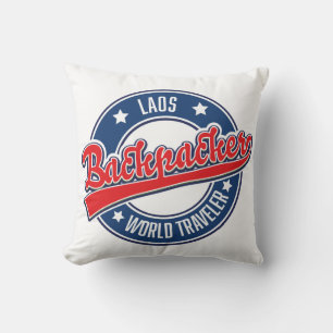 Laos Backpacker World Traveller Logo Kissen