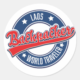 Laos Backpacker World Traveller Logo Runder Aufkleber