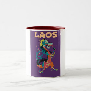 Laos Dragon Vintages Reiseplakat Zweifarbige Tasse