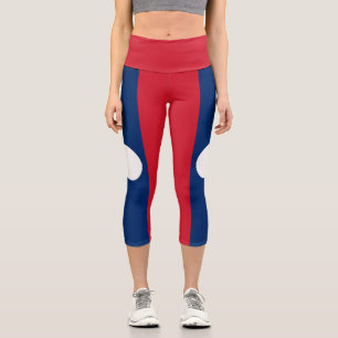 Laos Flag Capri Leggings