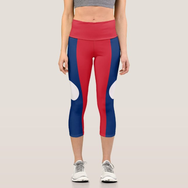 Laos Flag Capri Leggings (Vorderseite)