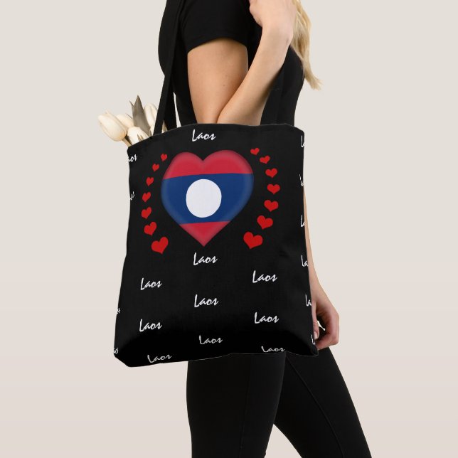 Laos Flag & Herz, Laos Flag Mode /Sport Tasche (Von Nahem)