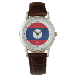 Laos Flag & Laos trendige Mode /design watch Armbanduhr
