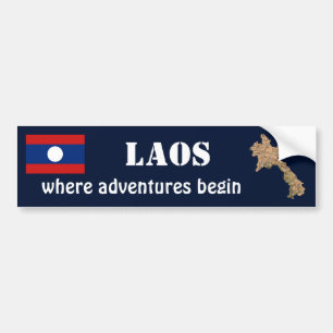 Laos Flag + Map Autoaufkleber