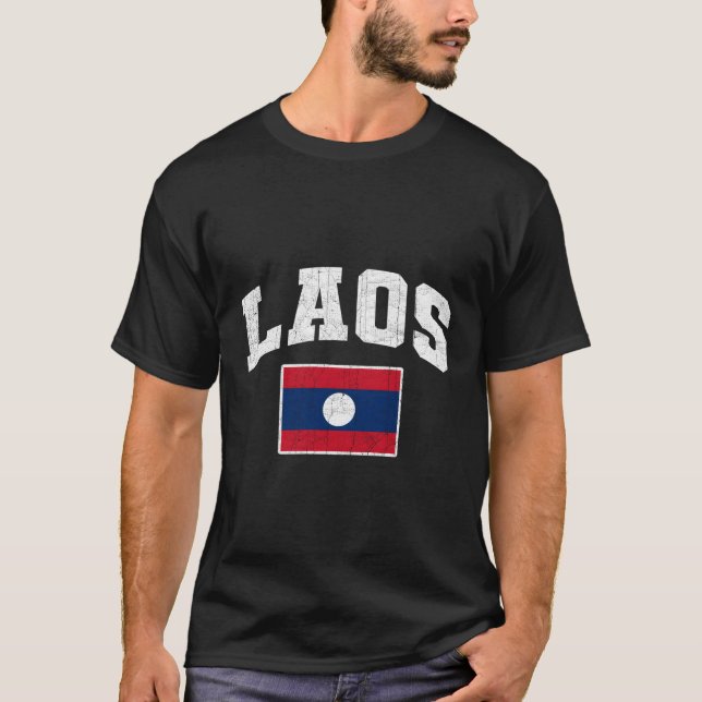 Laos Flag Throwback T-Shirt (Vorderseite)