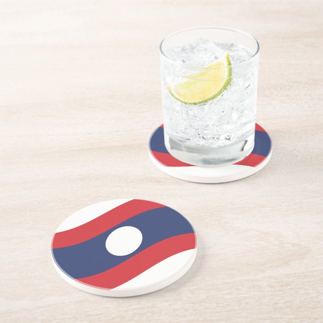Laos Flag Wave Getränkeuntersetzer (Seite)
