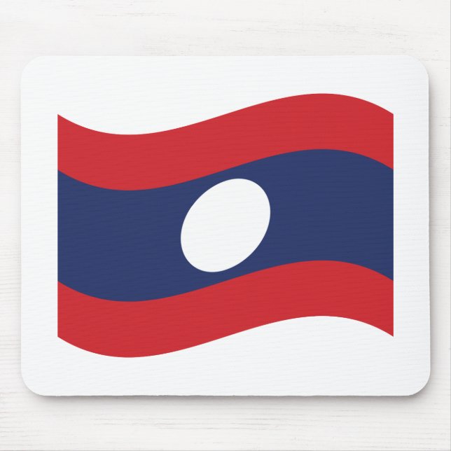 Laos Flag Wave Mousepad (Vorne)