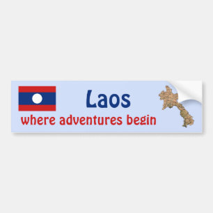 Laos Flagge + Karte Aufkleber Autoaufkleber