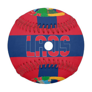 Laos Flagge und Wappen Patriotisch Baseball