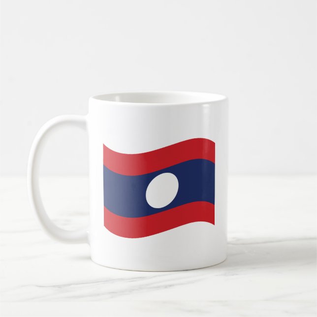 Laos-Flagge weht Kaffeetasse (Links)