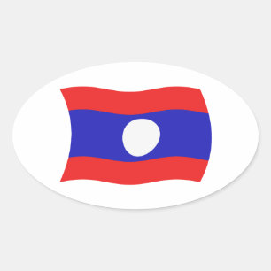 Laos-Flaggen-Aufkleber Ovaler Aufkleber