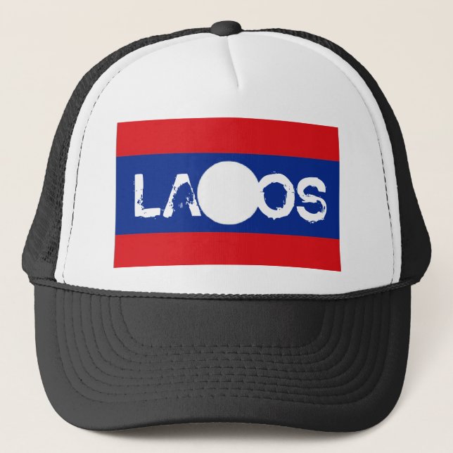 Laos-Flaggenandenkenhut Truckerkappe (Vorderseite)