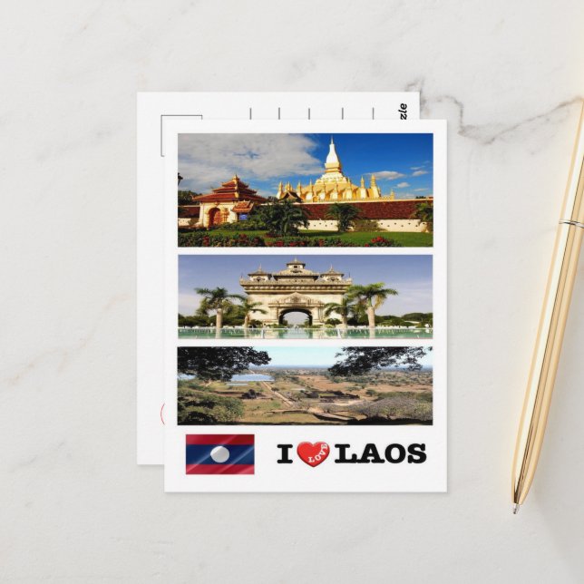 Laos - I Liebe - Postkarte (Vorderseite/Rückseite Beispiel)