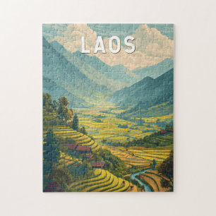 Laos Illustration Reise Kunst Vintage