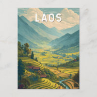 Laos Illustration Reise Kunst Vintage