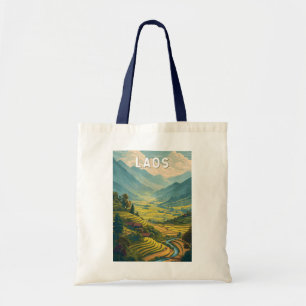 Laos Illustration Reise Kunst Vintage Tragetasche