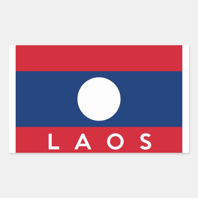 Laos-Landesflaggesymbol-Namentext Rechteckiger Aufkleber (Vorderseite)