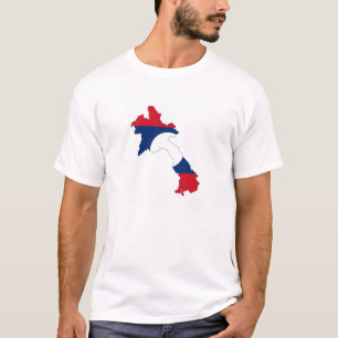 Laos-Landflaggen-Kartenform-Silhouettesymbol T-Shirt