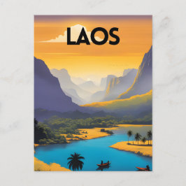 Laos Landschaftsreise Art Postkarte