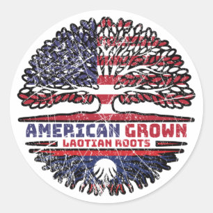 Laos Laotian US USA United Staaten Tree Runder Aufkleber