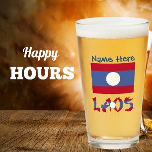 Laos Laotische Flagge Blau Personalisierung Trinke Glas
