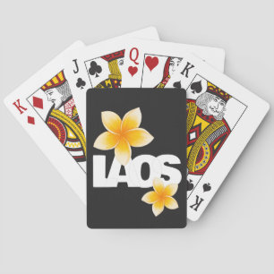 Laos Love Frangipani-Blüte Weiß und Schwarz Spielkarten