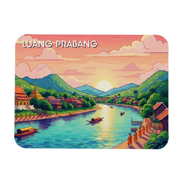 Laos Luang Prabang Reise Magnet (Horizontal)