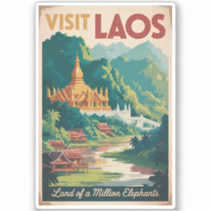 Laos Pha That Luang Illustration Reise Kunst Aufkleber
