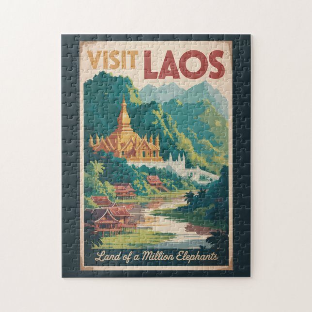Laos Pha That Luang Illustration Travel Art (Vertikal)