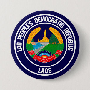 Laos Round Emblem Button
