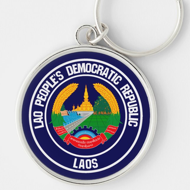 Laos Round Emblem Schlüsselanhänger (Vorne)