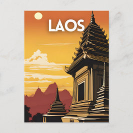 Laos Vintage Reisen Postkarte