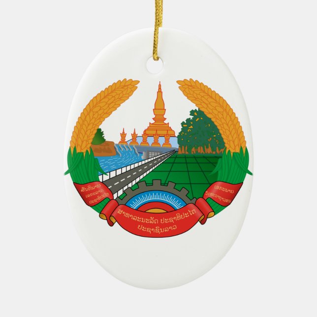 Laos-Wappen Keramik Ornament (Vorne)