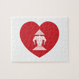 Laotian Erawan 3 Leitende Nophant Heart Flag