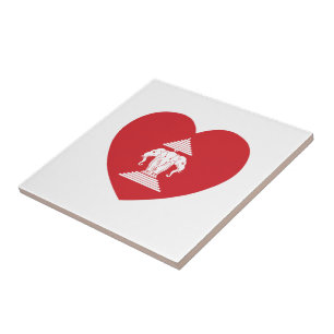 Laotian Erawan 3 Leitende Nophant Heart Flag Fliese