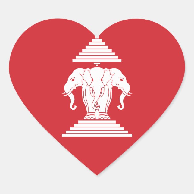 Laotian Erawan 3 Leitende Nophant Heart Flag Herz-Aufkleber (Vorderseite)