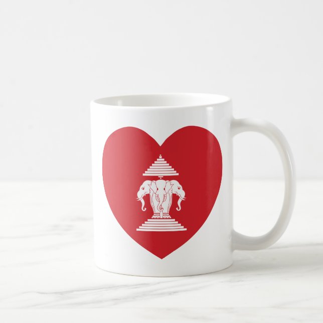 Laotian Erawan 3 Leitende Nophant Heart Flag Kaffeetasse (Rechts)