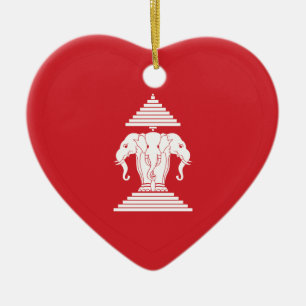 Laotian Erawan 3 Leitende Nophant Heart Flag Keramikornament