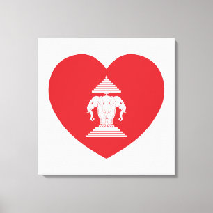 Laotian Erawan 3 Leitende Nophant Heart Flag Leinwanddruck