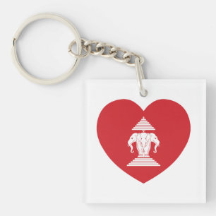 Laotian Erawan 3 Leitende Nophant Heart Flag Schlüsselanhänger