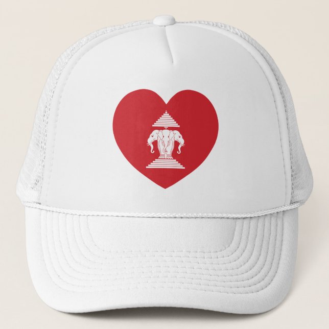 Laotian Erawan 3 Leitende Nophant Heart Flag Truckerkappe (Vorderseite)