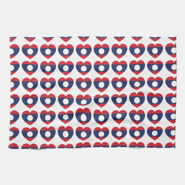 Laotian Heart Flag Geschirrtuch (Horizontal)