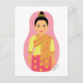 Laotian (rosa) Matryoshka Postcard Postkarte
