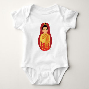 Laotian (rot) Matryoshka Baby Bodysuit Strampler