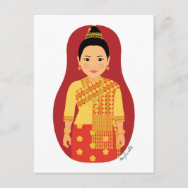 Laotian (rot) Matryoshka Postcard Postkarte