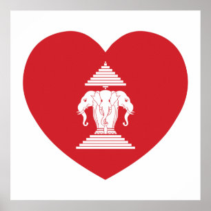 Laotianer Erawan 3 ging Elefant-Herz-Flagge voran Poster