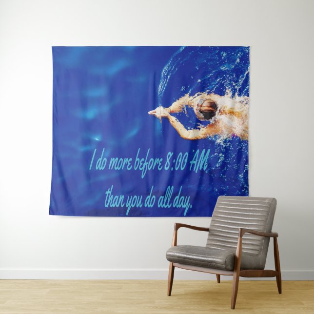 Lap Schwimmen Team Motivierend Inspiration Wandteppich (Beispiel (Horizontal))
